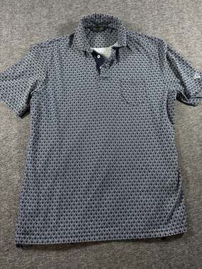 Polo Golf Ralph Lauren Men's Navy and White Geometric Print Cotton Polo Shirt